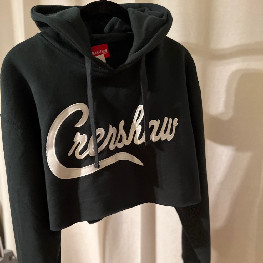 Crenshaw crop hoodie green/white size S
